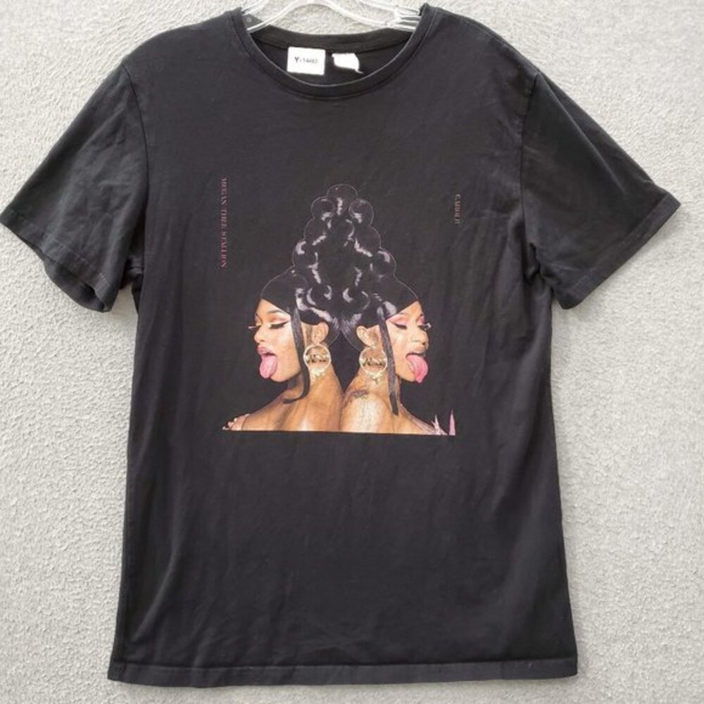Cardi B Women Shirt‎ Medium Black Megan thee Stallion Wap Graphic Short Sleeve